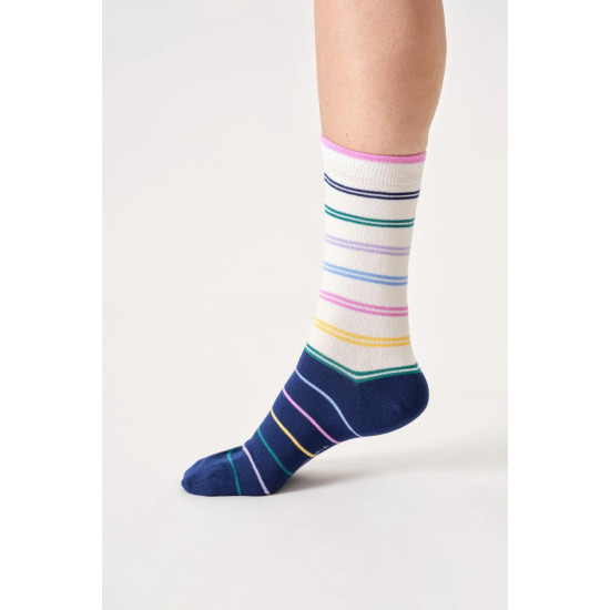 Thought Colour Block Stripe Bamboo Socks - Stone White