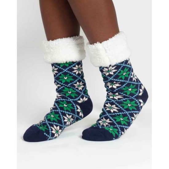 Thought Fairisle Fluffy Bed Socks - Navy Multi
