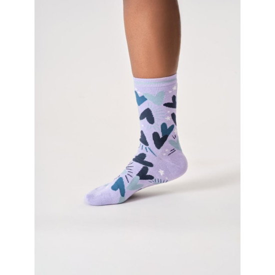 Thought Hearts and Stars Bamboo Socks - Lavender Purple