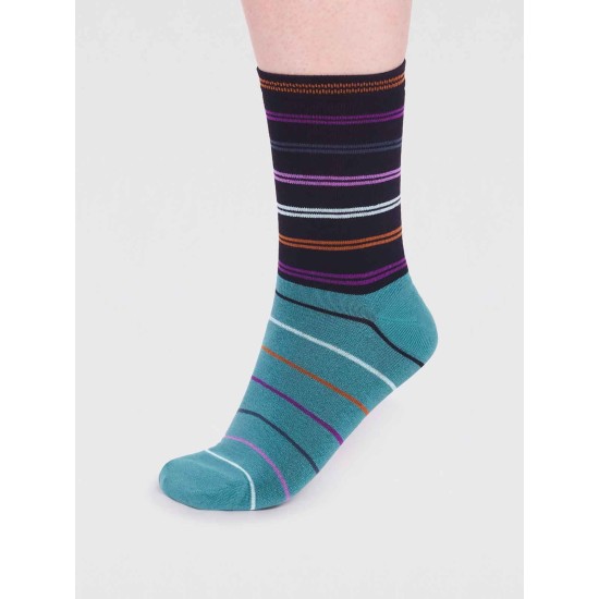 Thought Lauryn Bamboo Stripe Socks - Black