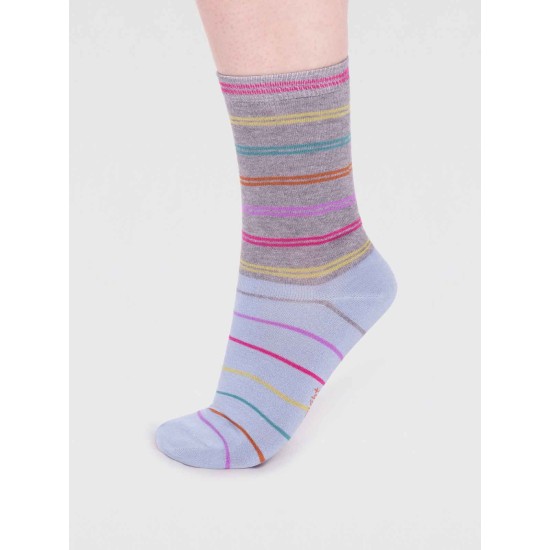 Thought Lauryn Bamboo Stripe Socks - Grey Marle