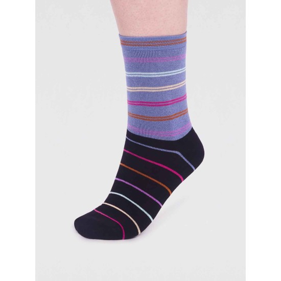 Thought Lauryn Bamboo Stripe Socks - Periwinkle Blue