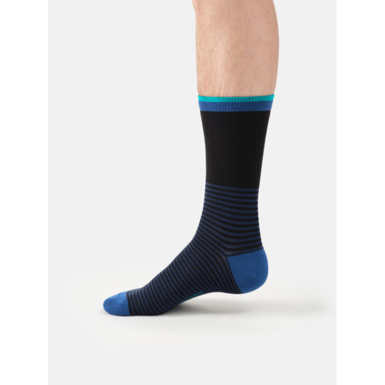 Thought Men's Bike Stripe Bamboo Socks - Black Marl