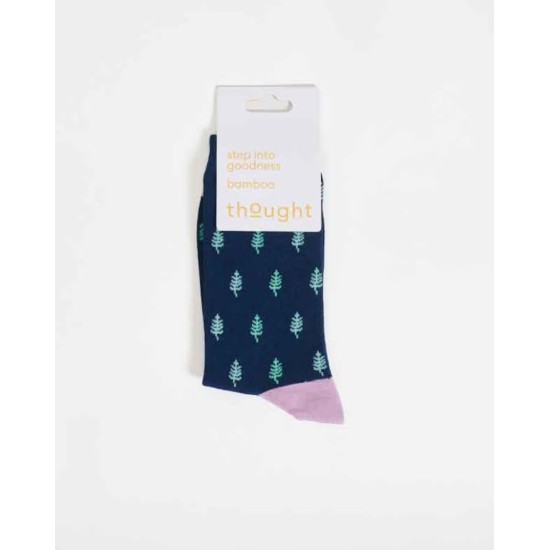 Thought Mixed Shape Bamboo Socks - Navy/Pink Fern