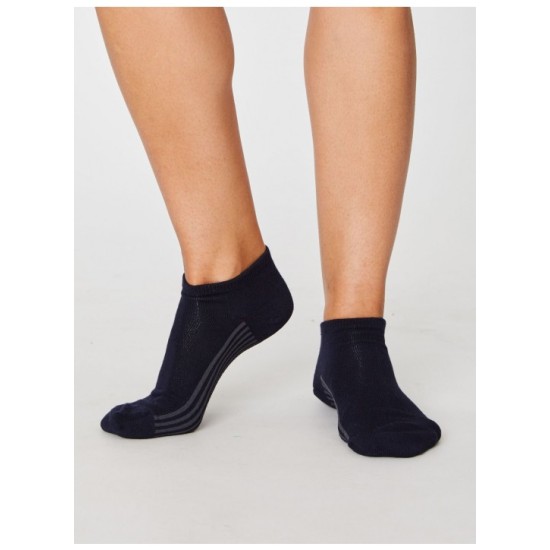 Thought SPW248 Solid Jane Bamboo Trainer Socks - Navy