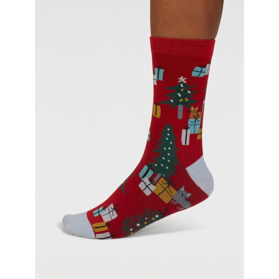 Thought SPW919 Jemila Christmas Cotton Socks - Poppy Red