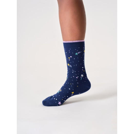 Thought Stars and Moons Bamboo Socks - Midnight Blue Stars