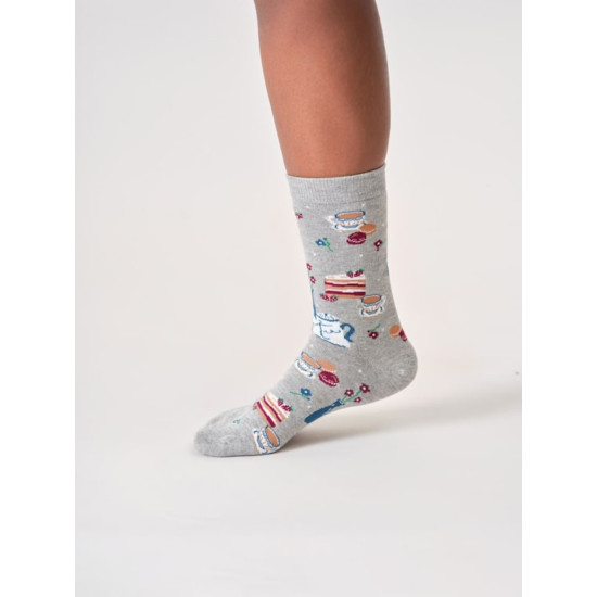 Thought Tea and Cake Bamboo Socks - Grey Marl