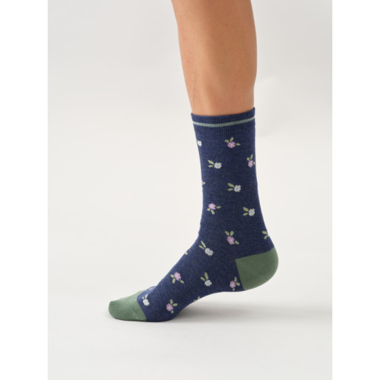 Thought Tiny Bloom Bamboo Socks - Indigo Blue Marl