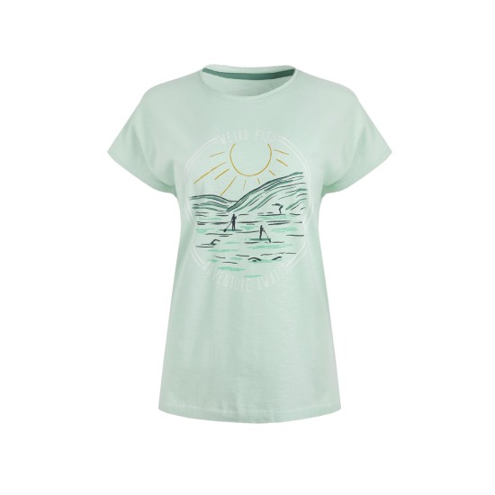 Weird Fish Adventure Awaits Front Print T-Shirt - Seafoam