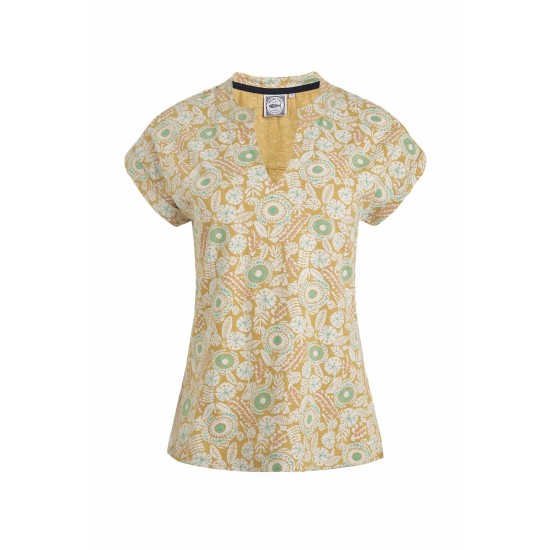 Weird Fish Alia Printed Jersey Top - Deep Amber