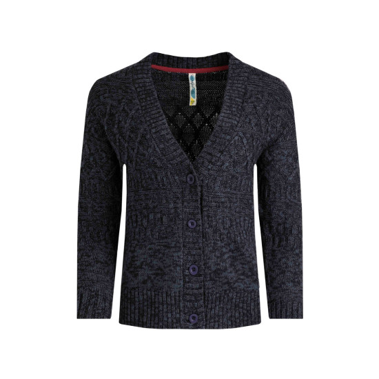 Weird Fish Amiens Mixed Stitch Outfitter Cardigan - Midnight