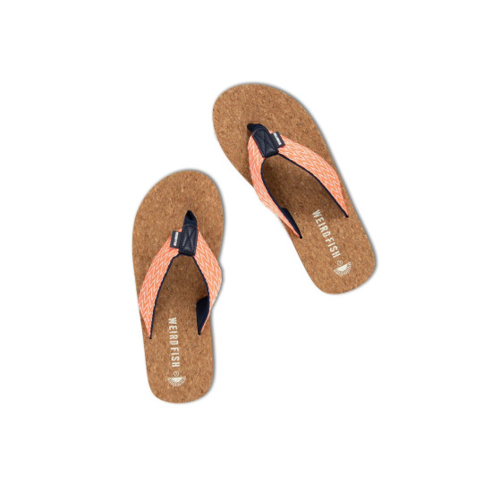 Weird Fish Arundel Cork Flip Flops - Dark Coral