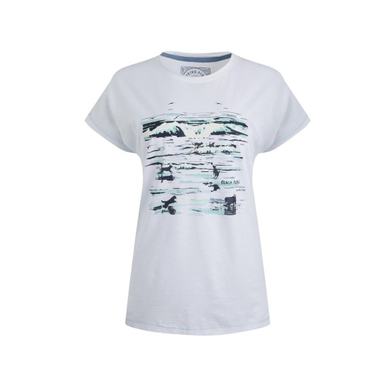 Weird Fish Beach Run Front Print Graphic T-Shirt - White