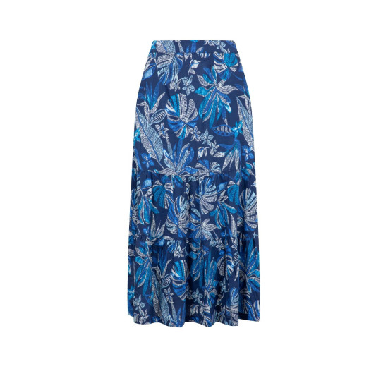 Weird Fish Cassis Printed Tiered Skirt - Blue Indigo