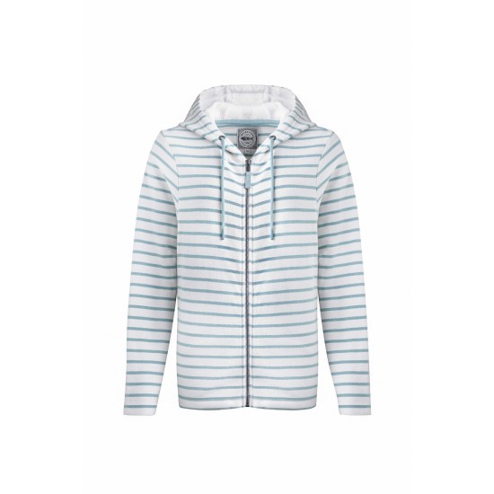 Weird Fish Catalina Striped Full Zip Hoodie - Mineral Blue