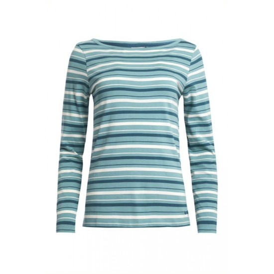 Weird Fish Cecilia Organic Cotton Striped T-Shirt - Washed Teal
