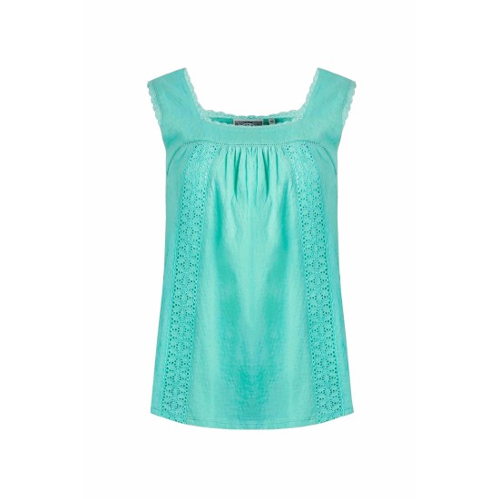 Weird Fish Chelle Jersey Square Neck Vest - Aqua Marine