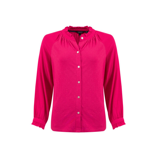 Weird Fish Donna Frilly Edge Dobby Shirt - Foxglove