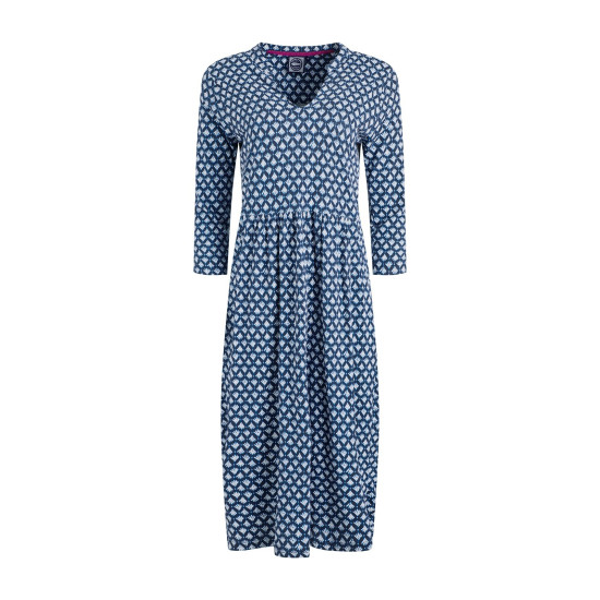 Weird Fish Isolde Printed Jersey Midi Dress - Indigo