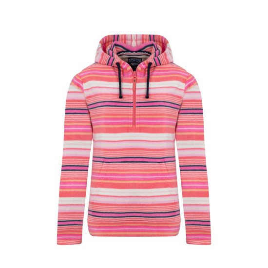 Weird Fish Lana 1/4 Zip Microfleece Hoodie - Peony