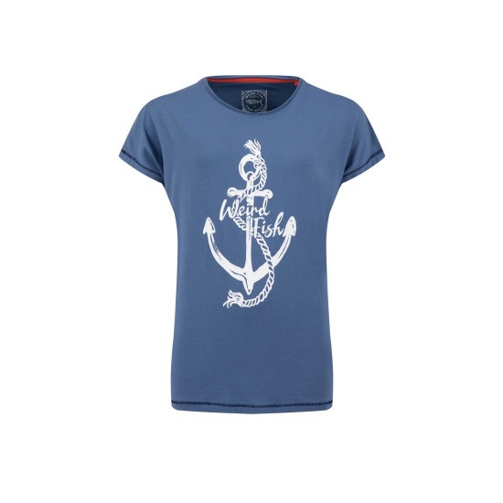 Weird Fish Marina Front Print Graphic T-Shirt - Faded Blue