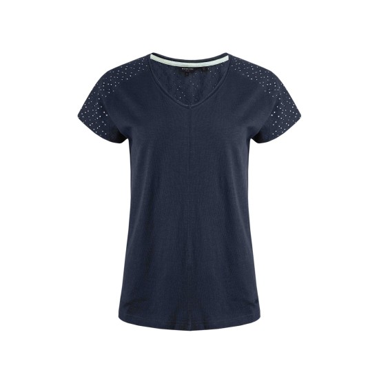 Weird Fish Pernille Organic Cotton Cutaway T-Shirt - Navy