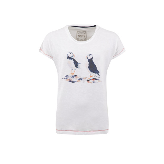 Weird Fish Puffins Front Print Graphic T-Shirt - White