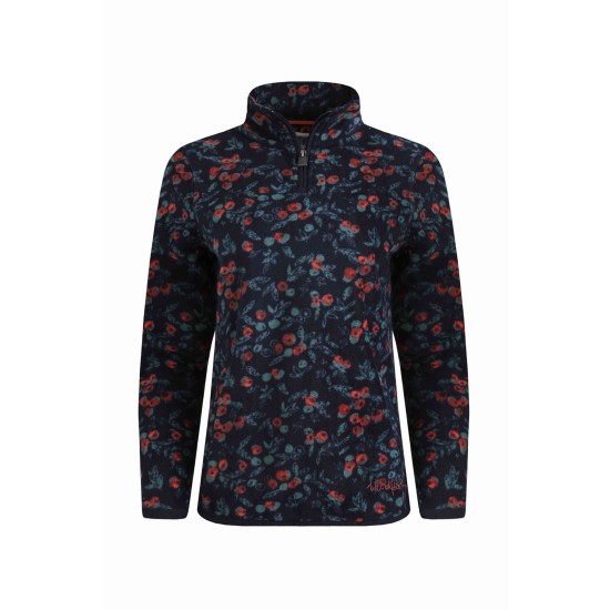 Weird Fish Reena 1/4 Zip Printed Micro Fleece - Midnight