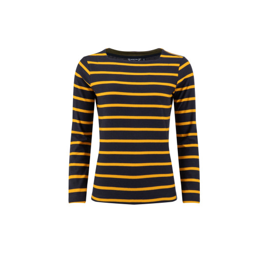 Weird Fish Saffira Cotton Jersey Stripe Top - Midnight