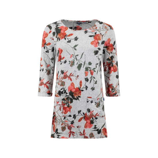 Weird Fish Sidney Printed Brushed Tunic - Grey Marl