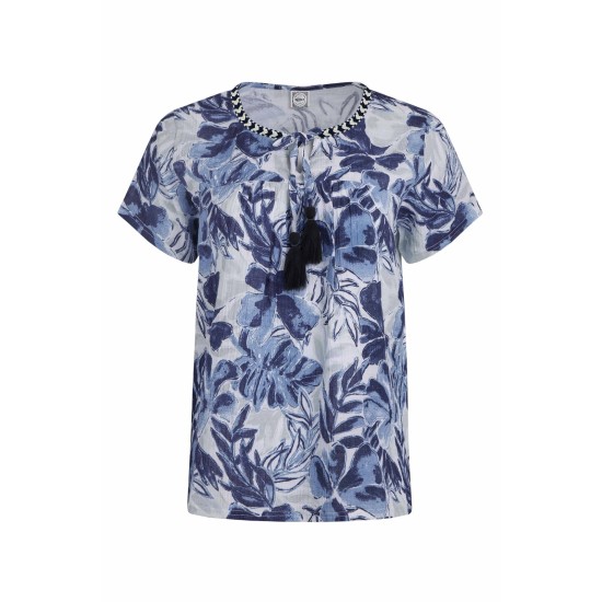 Weird Fish Sofia Printed Double Cloth Blouse - Estate Blue
