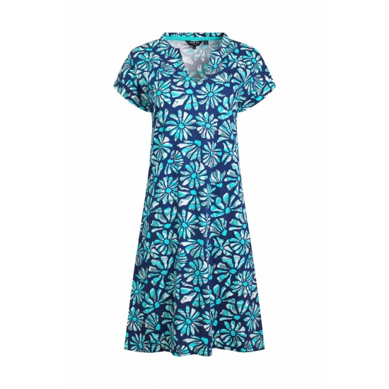 Weird Fish Suffolks Printed Jersey Dress - Aqua Marine