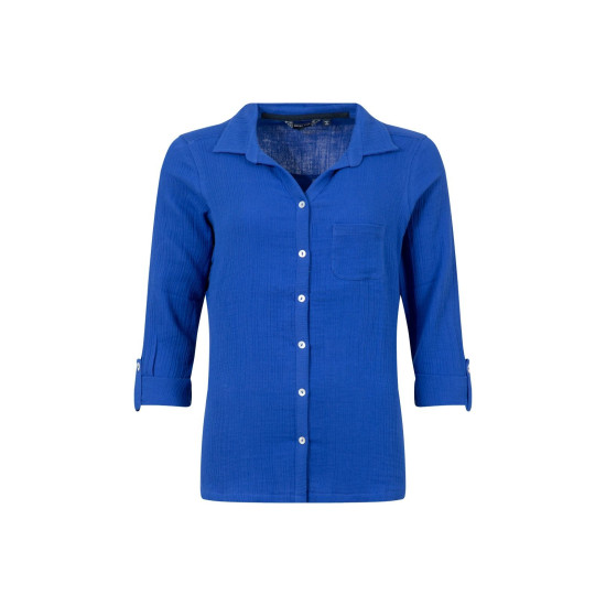 Weird Fish Suria Double Cloth Shirt - Mazarine Blue