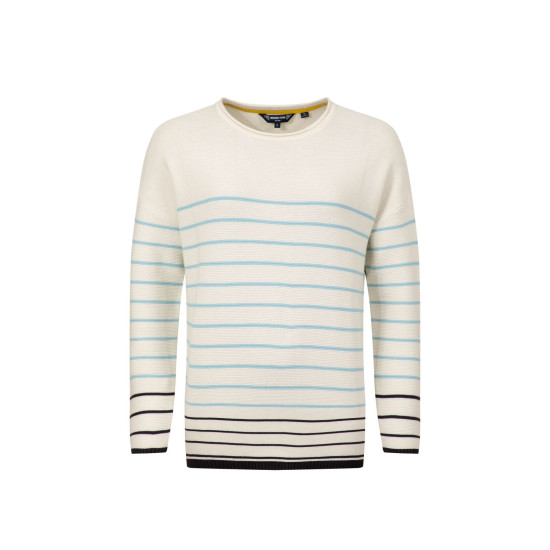 Weird Fish Sutton Striped Knitted Crew Jumper - Light Cream