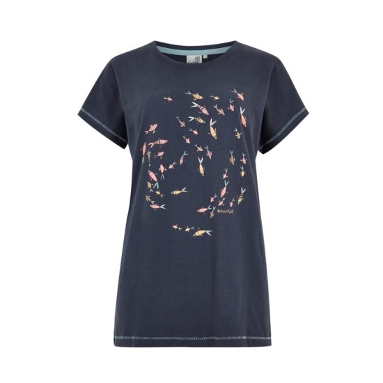 Weird Fish Swirl Organic Cotton Graphic T-Shirt - Dark Navy