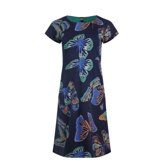 Weird Fish Tallahassee Organic Jersey Dress - Dark Blue