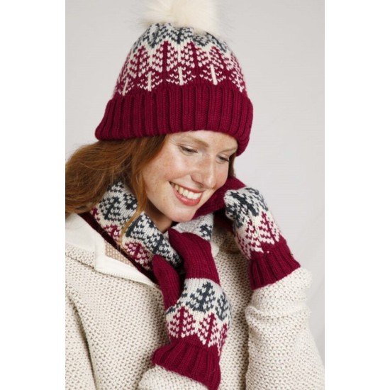Weird Fish Viven Snood, Hat And Glove Set - Winter Berry
