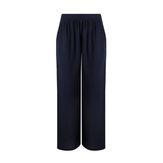 Weird Fish Zelaya Double Cloth Wide Leg Trousers - Navy