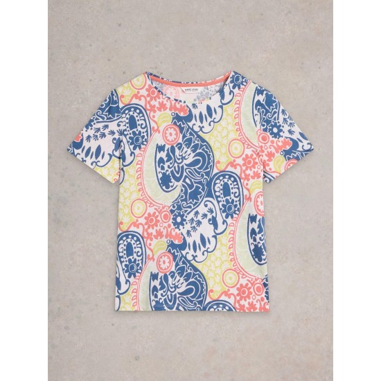 White Stuff Abbie Short Sleeve Tee in Navy Multi