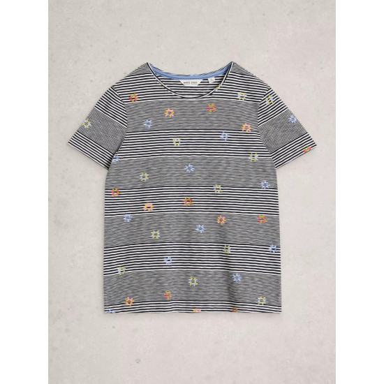 White Stuff Abbie Stripe T-Shirt in Navy Multi