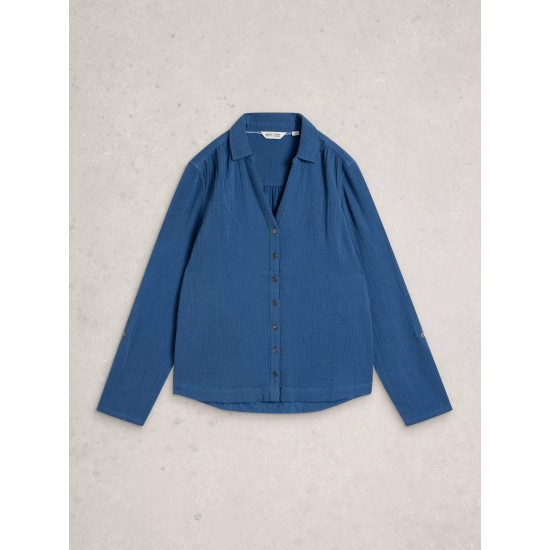 White Stuff Annie Double Cloth Shirt in Dark Blue