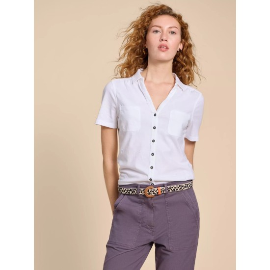 White Stuff Annie Embroidered Shirt in Brilliant White