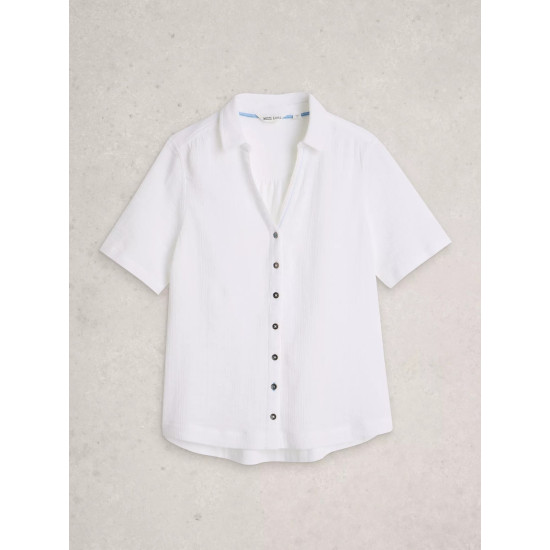 White Stuff Annie SS Double Cloth Shirt in Brilliant White