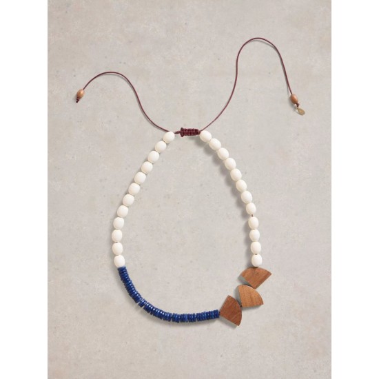 White Stuff Beech Multi Bead Necklace in Navy Multi