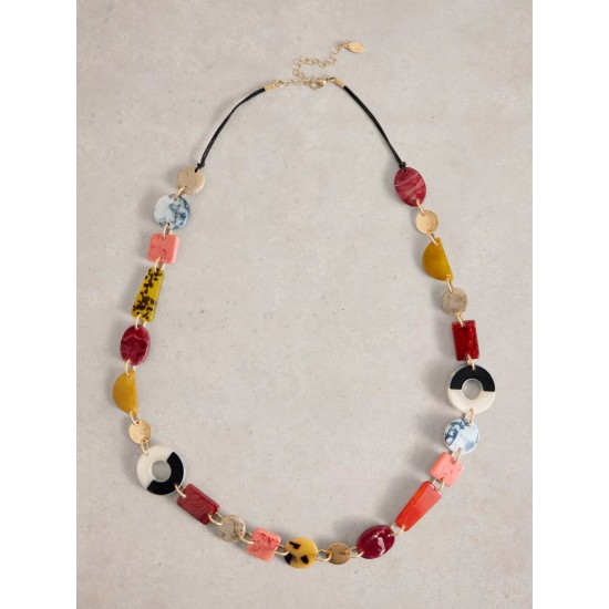 White Stuff Bellflower Station Necklace in Pink Multi