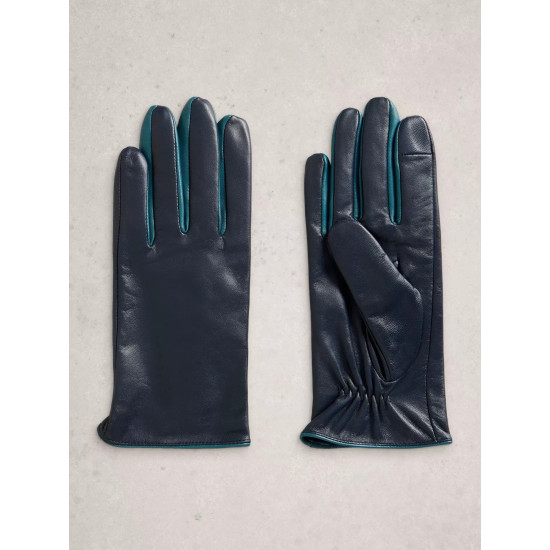 White Stuff Carrie Leather Gloves in Dark Navy