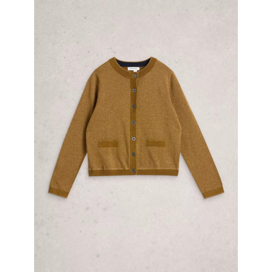 White Stuff Charlotte Sparkle Cardi in Dark Chartreuse