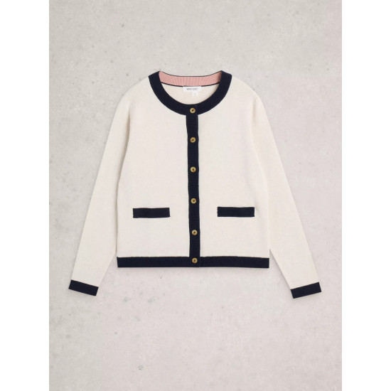 White Stuff Charlotte Long Sleeve Cardi in Natural Multi