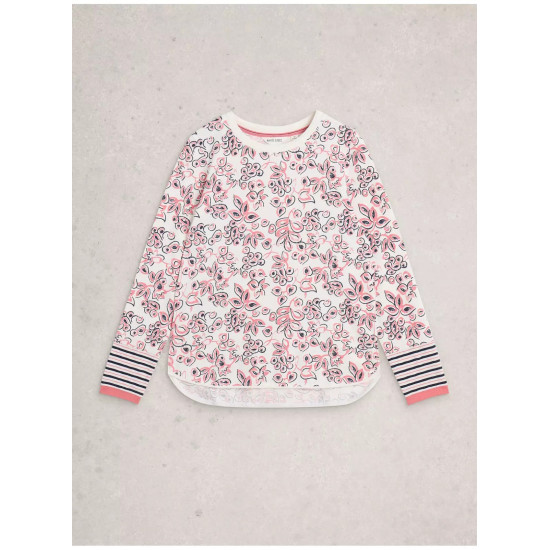 White Stuff Clara Long Sleeve Tee in Ivory Multi